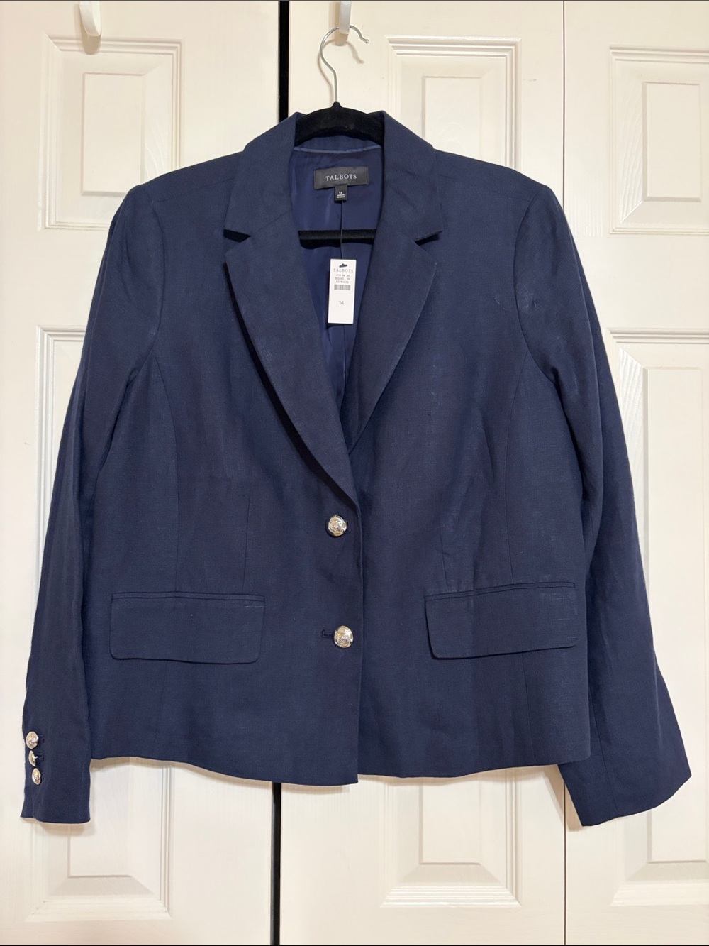 NWT - Talbots Linen Women's Tailored Blazer - Size 14 - Navy